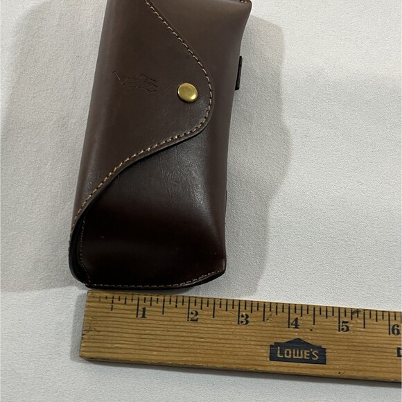 Ralph Lauren Brown Button Leather Eyeglasses Sunglasses Case Travel Belt Loop - Picture 9 of 10